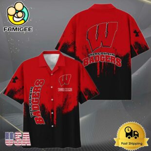 NCAA Wisconsin Badgers Paint Splatter Custom Hawaiian Shirt