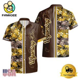 NCAA Wyoming Cowboys Tropical Floral Design Hawaiian Shirt