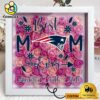 New England Patriots Colors Square Custom Name Flower Shadow Box, Gift For Mother's Day