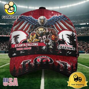 NFL Atlanta Falcons Mascot Logo Custom Name Baseball Cap