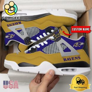 NFL Baltimore Ravens Classic Team Logo Custom Air Jordan 4 Shoes