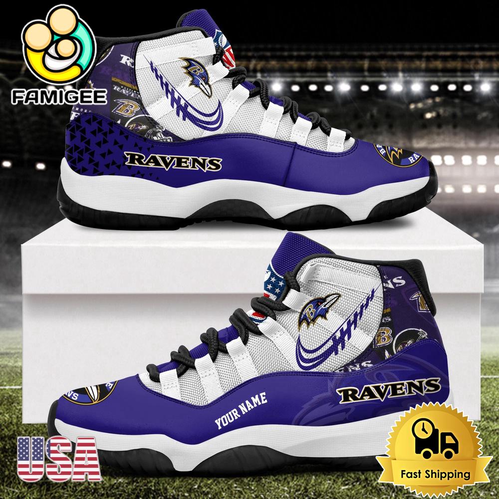 NFL Baltimore Ravens Every Down Counts Custom Air Jordan 11 Shoes NFL Baltimore Ravens Every Down Counts Custom Air Jordan 11 Shoes