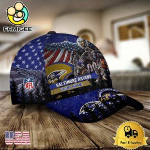 NFL Baltimore Ravens Mascot Logo Custom Name Baseball Cap