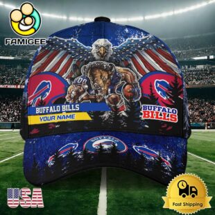 NFL Buffalo Bills Mascot Logo Custom Name Baseball Cap