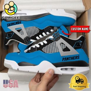 NFL Carolina Panthers Classic Team Logo Custom Air Jordan 4 Shoes