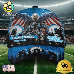 NFL Carolina Panthers Mascot Logo Custom Name Baseball Cap
