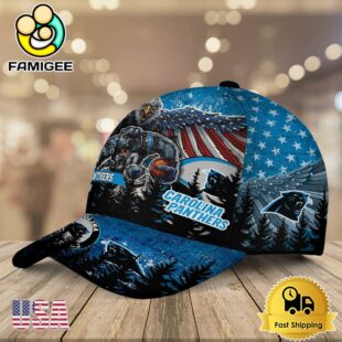 NFL Carolina Panthers Mascot Logo Custom Name Baseball Cap