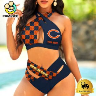 NFL Chicago Bears Custom Sports Women Crisscross Swimsuit