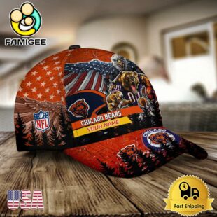 NFL Chicago Bears Mascot Logo Custom Name Baseball Cap