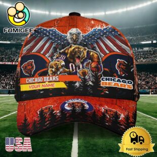 NFL Chicago Bears Mascot Logo Custom Name Baseball Cap