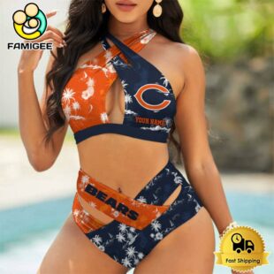 NFL Chicago Bears Team Logo Women Crisscross Swimsuit