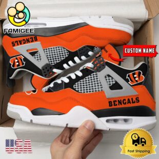NFL Cincinnati Bengals Classic Team Logo Custom Air Jordan 4 Shoes