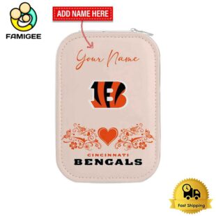 NFL Cincinnati Bengals Heart Pattern Custom Led Makeup Box