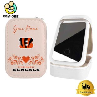 NFL Cincinnati Bengals Heart Pattern Custom Led Makeup Box