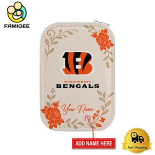 NFL Cincinnati Bengals Lips Flower Gathering Pattern Custom Led Makeup Box