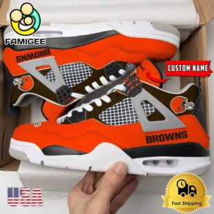 NFL Cleveland Browns Classic Team Logo Custom Air Jordan 4 Shoes