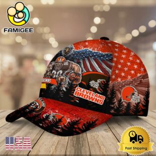 NFL Cleveland Browns Mascot Logo Custom Name Baseball Cap