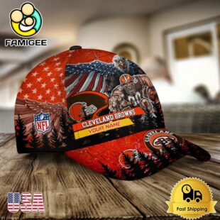 NFL Cleveland Browns Mascot Logo Custom Name Baseball Cap