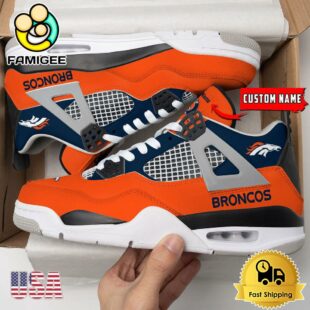 NFL Denver Broncos Classic Team Logo Custom Air Jordan 4 Shoes