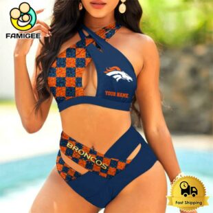 NFL Denver Broncos Custom Sports Women Crisscross Swimsuit