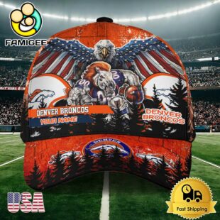 NFL Denver Broncos Mascot Logo Custom Name Baseball Cap
