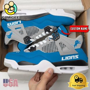 NFL Detroit Lions Classic Team Logo Custom Air Jordan 4 Shoes