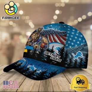 NFL Detroit Lions Mascot Logo Custom Name Baseball Cap