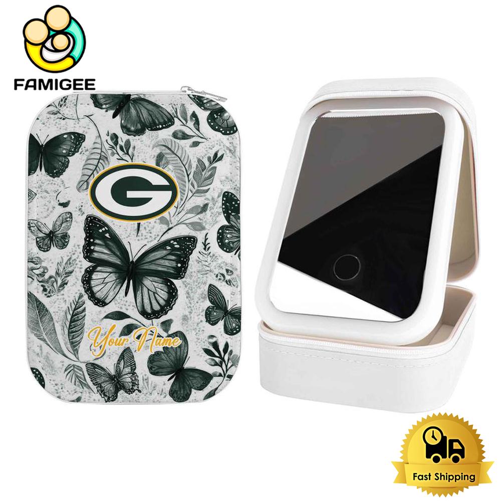 NFL Green Bay Packers Beautiful Butterfly Custom Led Makeup Box , Happy Mothers Day Gift NFL Green Bay Packers Beautiful Butterfly Custom Led Makeup Box , Happy Mothers Day Gift