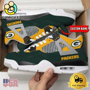 NFL Green Bay Packers Classic Team Logo Custom Air Jordan 4 Shoes