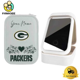 NFL Green Bay Packers Heart Pattern Custom Led Makeup Box