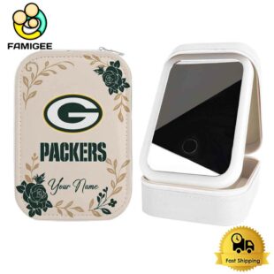 NFL Green Bay Packers Lips Flower Gathering Pattern Custom Led Makeup Box
