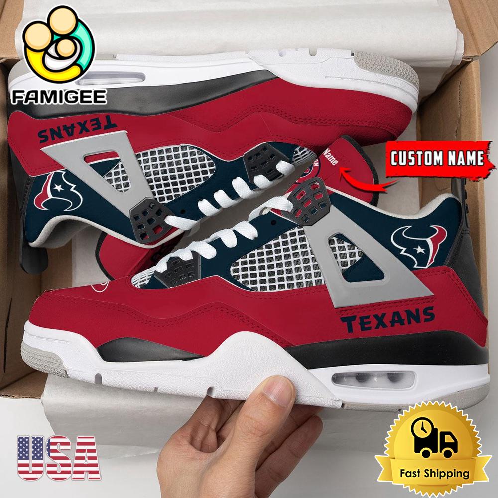 NFL Houston Texans Classic Team Logo Custom Air Jordan 4 Shoes NFL Houston Texans Classic Team Logo Custom Air Jordan 4 Shoes