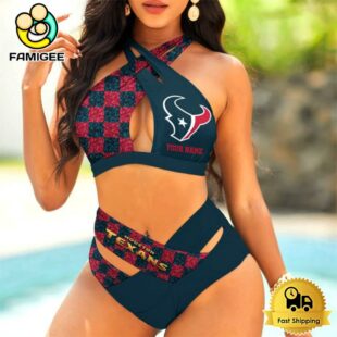 NFL Houston Texans Custom Sports Women Crisscross Swimsuit