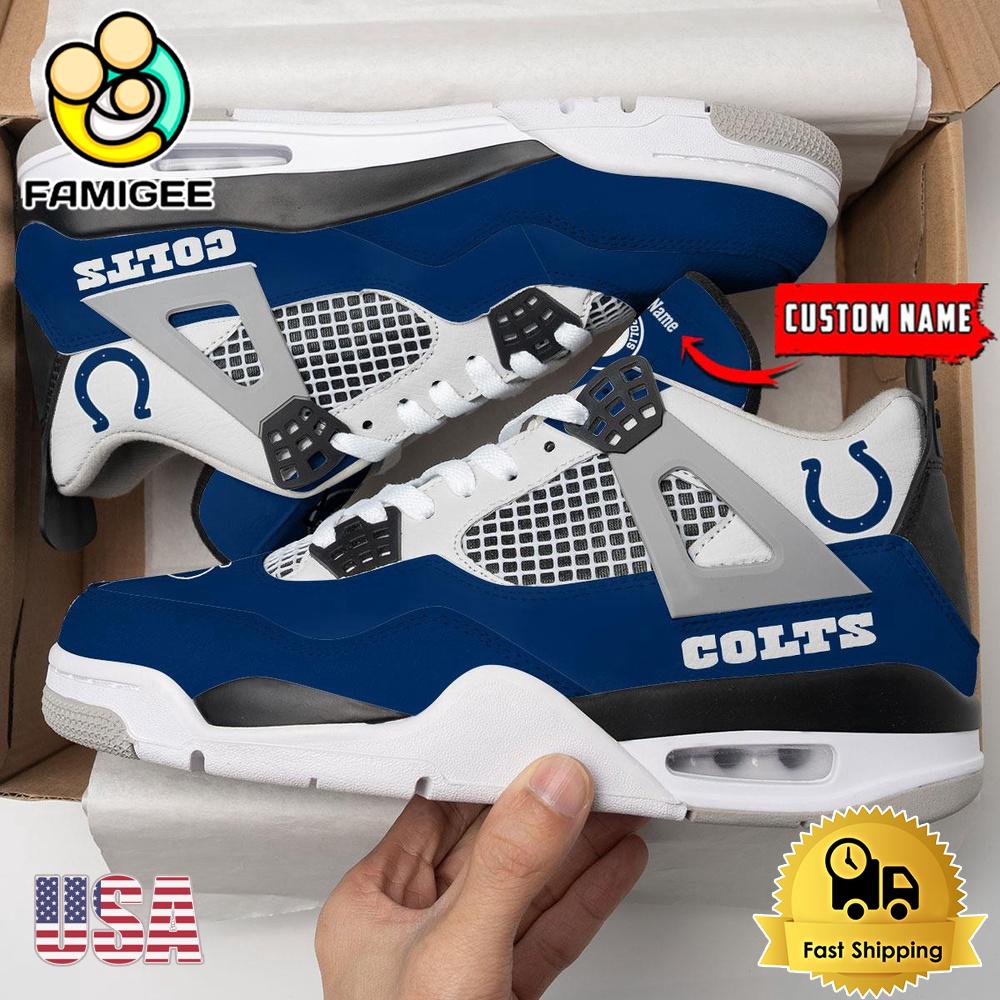 NFL Indianapolis Colts Classic Team Logo Custom Air Jordan 4 Shoes NFL Indianapolis Colts Classic Team Logo Custom Air Jordan 4 Shoes
