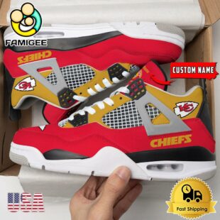NFL Kansas City Chiefs Classic Team Logo Custom Air Jordan 4 Shoes