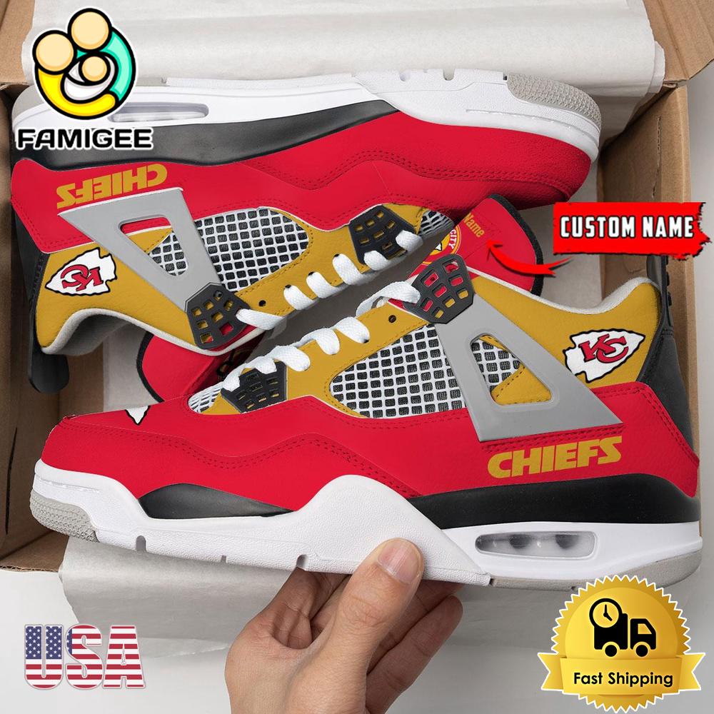 NFL Kansas City Chiefs Classic Team Logo Custom Air Jordan 4 Shoes NFL Kansas City Chiefs Classic Team Logo Custom Air Jordan 4 Shoes