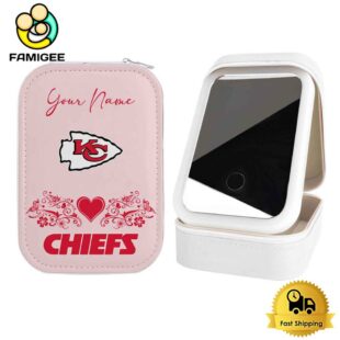 NFL Kansas City Chiefs Heart Pattern Custom Led Makeup Box