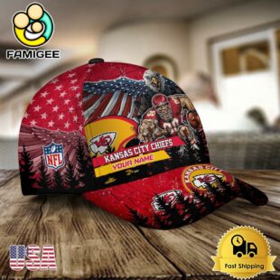NFL Kansas City Chiefs Mascot Logo Custom Name Baseball Cap