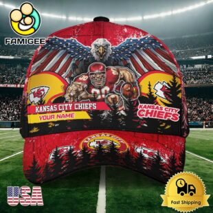 NFL Kansas City Chiefs Mascot Logo Custom Name Baseball Cap