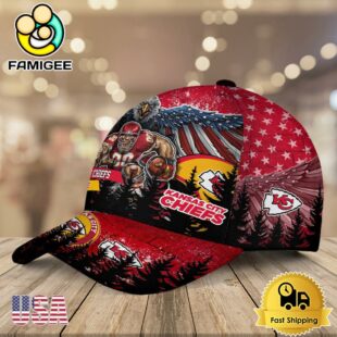 NFL Kansas City Chiefs Mascot Logo Custom Name Baseball Cap