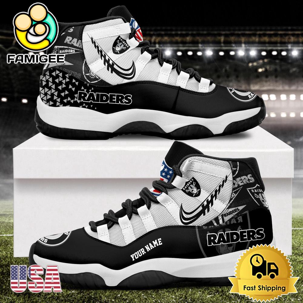 NFL Las Vegas Raiders Every Down Counts Custom Air Jordan 11 Shoes NFL Las Vegas Raiders Every Down Counts Custom Air Jordan 11 Shoes