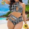 NFL Las Vegas Raiders Halter Neck Women Crisscross Swimsuit