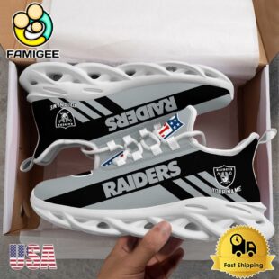 NFL Las Vegas Raiders Patriotic Style Custom Name Max Soul Shoes