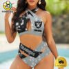 NFL Las Vegas Raiders Team Logo Women Crisscross Swimsuit
