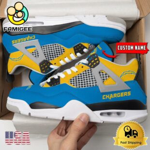 NFL Los Angeles Chargers Classic Team Logo Custom Air Jordan 4 Shoes
