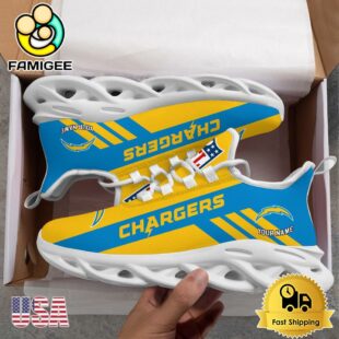 NFL Los Angeles Chargers Patriotic Style Custom Name Max Soul Shoes