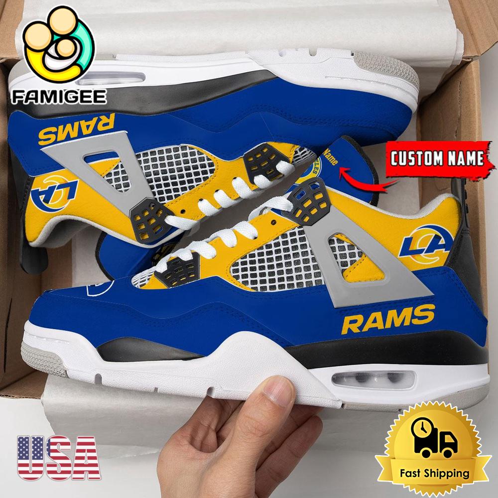 NFL Los Angeles Rams Classic Team Logo Custom Air Jordan 4 Shoes NFL Los Angeles Rams Classic Team Logo Custom Air Jordan 4 Shoes