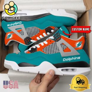 NFL Miami Dolphins Classic Team Logo Custom Air Jordan 4 Shoes