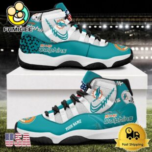 NFL Miami Dolphins Every Down Counts Custom Air Jordan 11 Shoes
