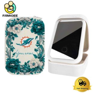 NFL Miami Dolphins Flower Frame Pattern Custom Led Makeup Box